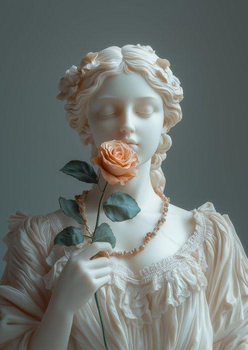 CREATIVE_HUB - Delicate opale statue with rose, Maison & Meubles, Maison & Meubles | Autre
