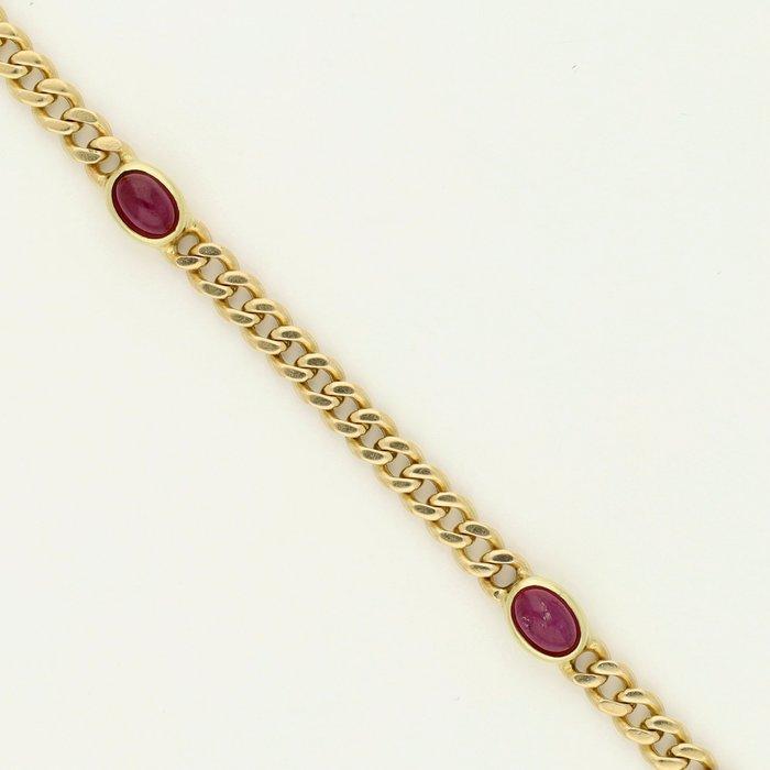 Armband - 14 karaat Geel goud Robijn, Handtassen en Accessoires, Armbanden