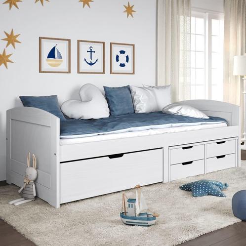 vidaXL Lit de jour avec 5 tiroirs IRUN blanc 90x200 cm, Maison & Meubles, Chambre à coucher | Lits, Neuf, Envoi