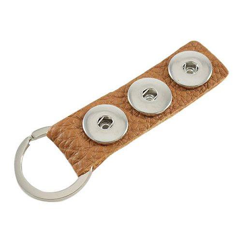 Fako Bijoux® - Sleutelhanger - Leder - Click Buttons - Bruin, Verzamelen, Sleutelhangers, Verzenden