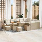 vidaXL Tuinbank Set met kussen met opslag 12 pcs Beige Poly, Tuin en Terras, Tuinsets en Loungesets, Verzenden, Nieuw