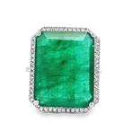 Zonder minimumprijs - Ring Platina - 12.69ct. tw. Smaragd -, Nieuw