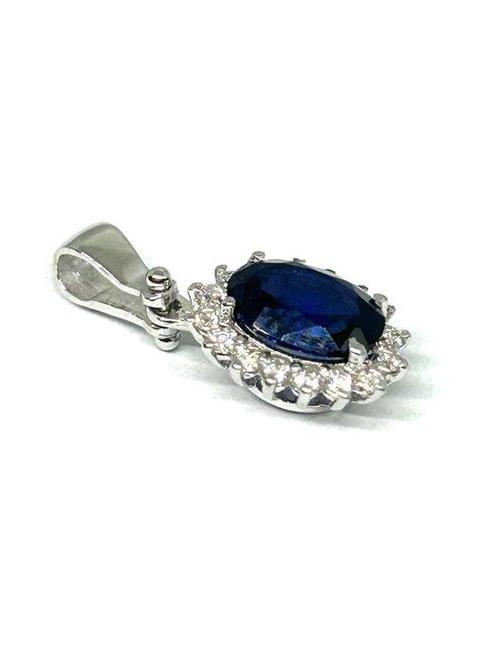 Zonder Minimumprijs - Hanger - 18 karaat Witgoud Saffier -, Handtassen en Accessoires, Antieke sieraden