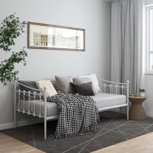 vidaXL Slaapbank metaal wit 90x200 cm, Huis en Inrichting, Slaapkamer | Bedden, Nieuw, Verzenden