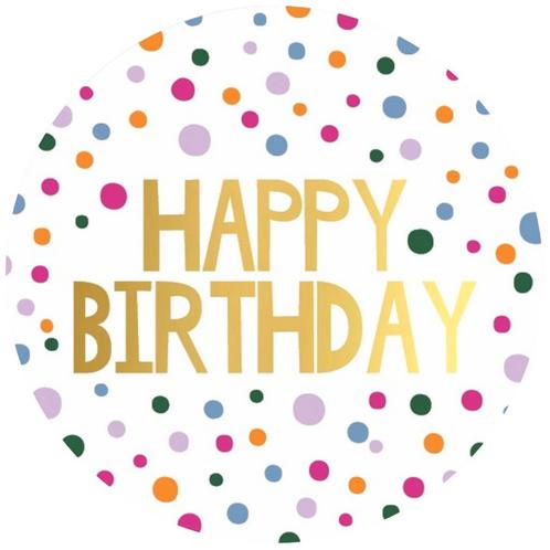30x Sticker Happy Birthday Confetti - Goudfolie -, Hobby en Vrije tijd, Stickers en Plaatjes, Verzenden