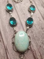 Argent, amazonite, topaze bleue - Collier