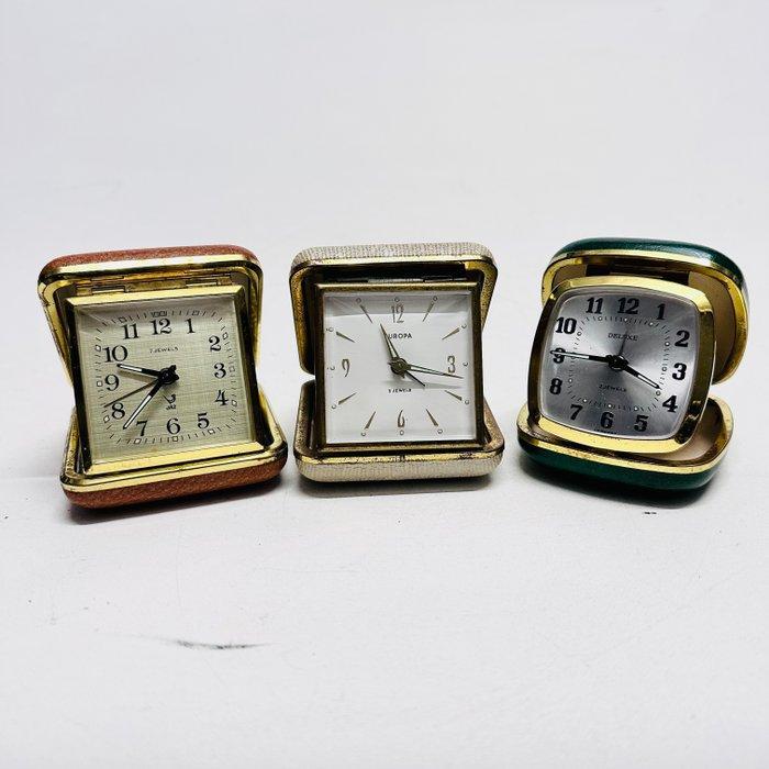 Reisklok (3) - JAZ, Europa, Deluxe - Metaal, Glas -, Antiek en Kunst, Curiosa en Brocante