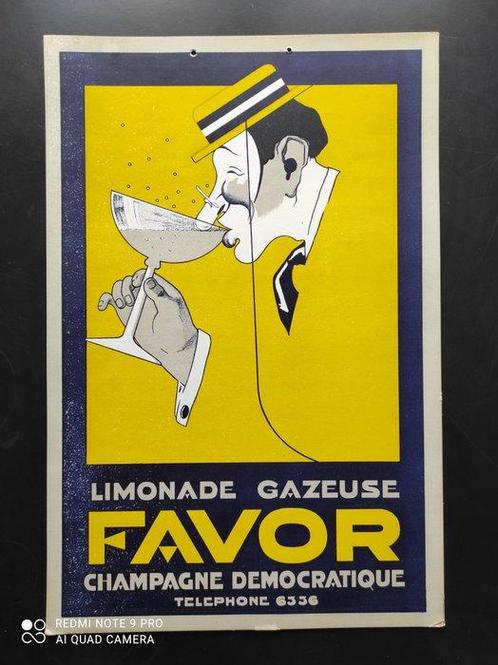 sconosciuto - Favor - Limonade Gazeuse Art Deco - Années, Antiek en Kunst, Kunst | Tekeningen en Fotografie