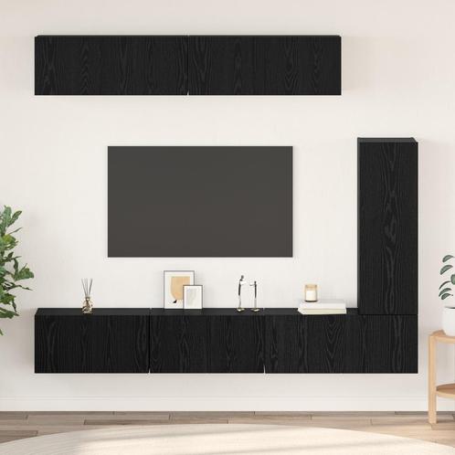 vidaXL Tv-meubelset 6 pcs Zwart eiken 30.5 x 30 x 90 cm, Huis en Inrichting, Kasten |Televisiemeubels, Nieuw, Verzenden