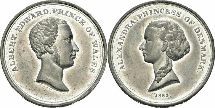 Denmark Medaille 1863 Hochzeit Albert Edward Alexandra Ch..., Postzegels en Munten, Penningen en Medailles, Verzenden