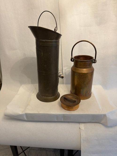 Crémier (2) - 2 antieke koperen melk kannen - Cuivre, Antiek en Kunst, Curiosa en Brocante