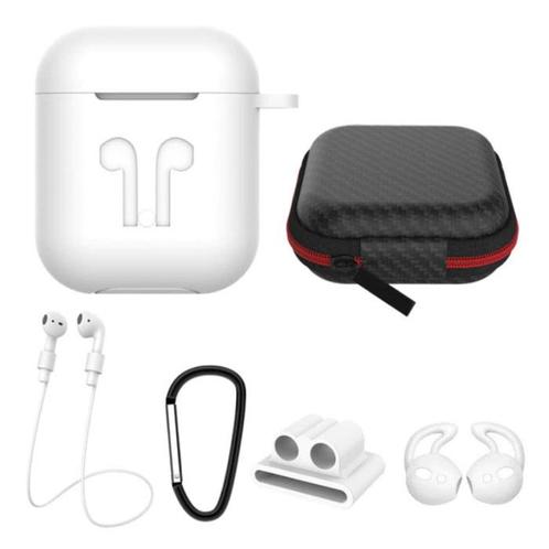 6 in 1 Kit voor AirPods 1 / 2 Wit - Hoesje / Anti-Lost Strap, Telecommunicatie, Mobiele telefoons | Hoesjes en Screenprotectors | Overige merken