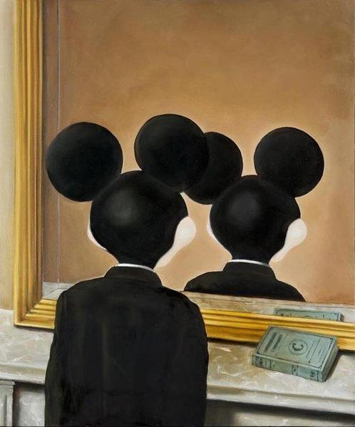 Mickey Mouse - Reproduction Forbidden! - 50 x 60 cm - Oil on, Verzamelen, Disney