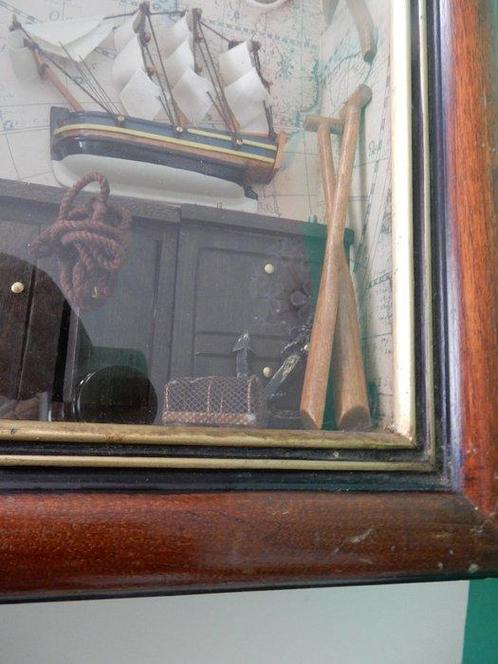 Hengelsport vitrinekastje - Groot en mooi zeediorama/lijst, Antiek en Kunst, Curiosa en Brocante