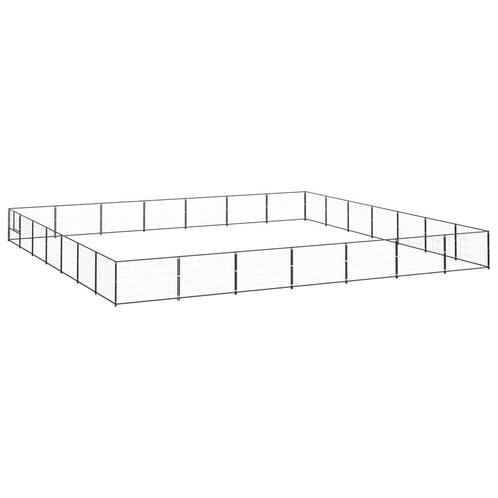 vidaXL Hondenkennel 49 m² staal zwart, Dieren en Toebehoren, Hondenbenches, Nieuw, Verzenden