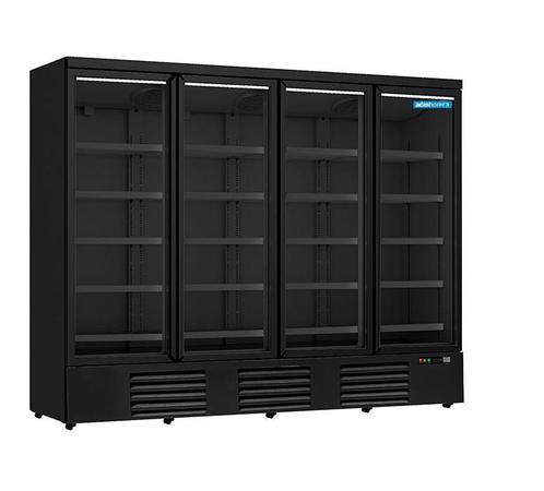 Supermarkt display Koelkast met 4 Glasdeurs  Zwart |, Elektronische apparatuur, Koelkasten en IJskasten, Nieuw, Ophalen of Verzenden