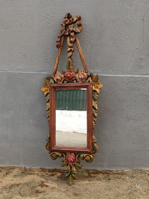 Spiegel - houtpasta - Marco discolazo, Antiek en Kunst, Curiosa en Brocante