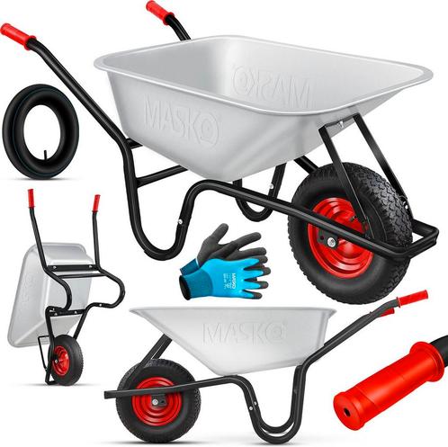 MASKO® Kruiwagen - 100L - Tot 250kg - Zilver, Doe-het-zelf en Bouw, Gereedschap | Overige machines, Verzenden