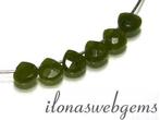 6 Jade edelsteen druppels facet plat ca. 5,5x5mm, Verzenden, Nieuw, Kraal