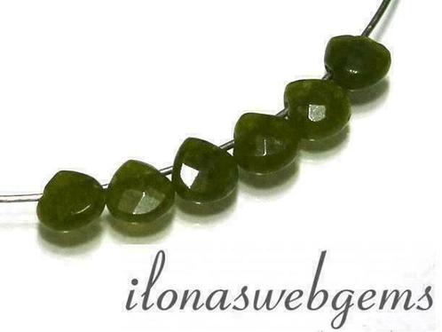 6 Jade edelsteen druppels facet plat ca. 5,5x5mm, Hobby en Vrije tijd, Kralen en Sieraden maken, Kraal, Nieuw, Verzenden