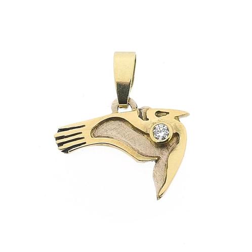 18 Krt. Bicolor gouden hanger met diamant; 0,06 ct. | Toekan, Bijoux, Sacs & Beauté, Bracelets à breloques, Enlèvement ou Envoi