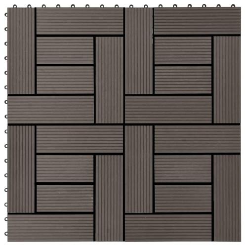 vidaXL Terrastegels 30x30 cm 1 m² HKC donkerbruin 11 st, Doe-het-zelf en Bouw, Vloerdelen en Plavuizen, Nieuw, Verzenden