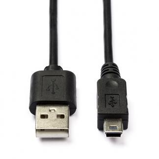 USB A naar Mini USB kabel | 1 meter | USB 2.0 (Zwart)