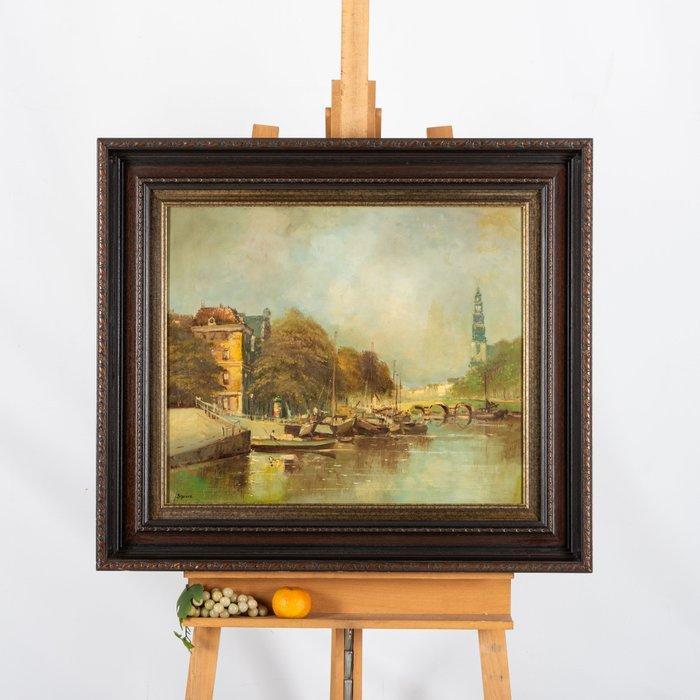 J. Brouwer (XX) - Stadsgezicht, Antiek en Kunst, Kunst | Schilderijen | Klassiek