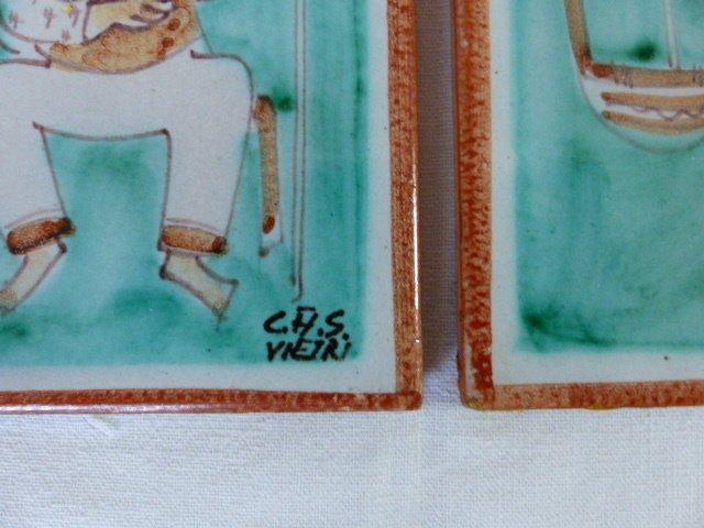 Tegel (2) - Zee, vissers - C.A.S. Vietri Italie, période, Antiquités & Art, Antiquités | Verre & Cristal