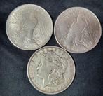 États-Unis. Lot of 3 Coins Including 2x 1922 Peace Dollar +