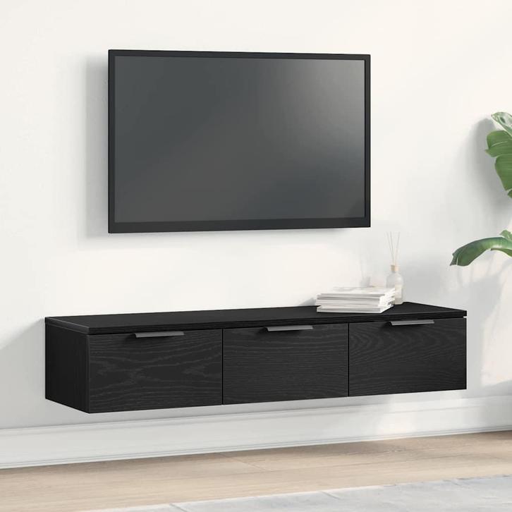 vidaXL Wandkast met lade Zwart Eiken 102 x 30 x 20 cm, Huis en Inrichting, Kasten | Overige, Nieuw, Verzenden