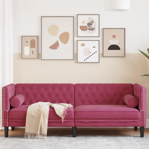 vidaXL Driezitsbank Chesterfield-stijl met bolsters fluweel, Huis en Inrichting, Zetels | Zetels, Nieuw, Verzenden