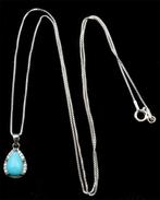 Turquoise - Zilver, Zilveren ketting 925 en Turkoois
