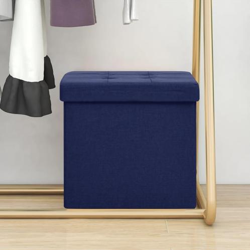 vidaXL Opbergkruk inklapbaar kunstlinnen blauw, Huis en Inrichting, Stoelen, Nieuw, Verzenden