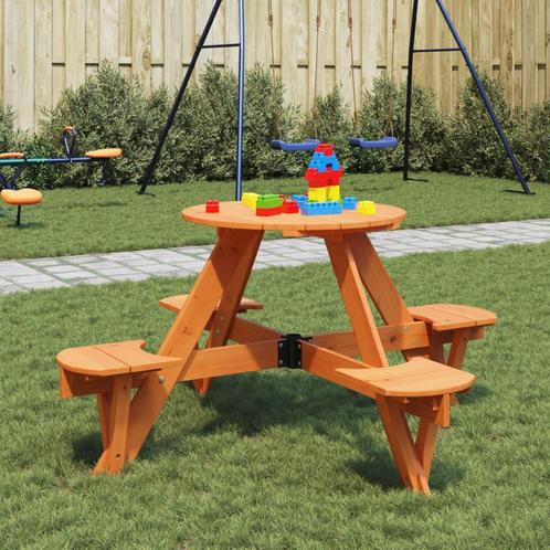 vidaXL Picknicktafel voor 4 kinderen met parasolgat rond, Tuin en Terras, Tuintafels, Nieuw, Verzenden
