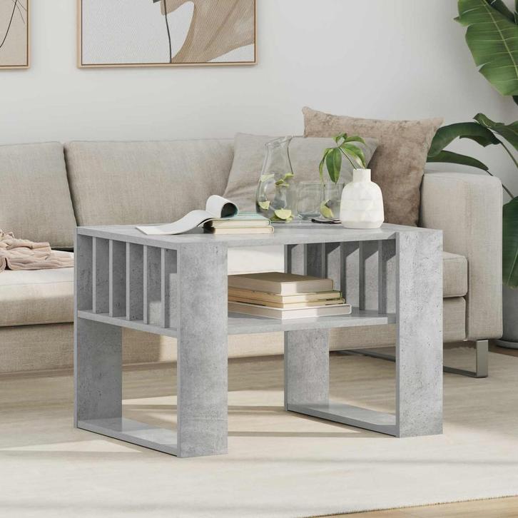 vidaXL Salontafel Beton Grijs 66 x 49,5 x 45 cm Bewerkt hout, Huis en Inrichting, Tafels | Salontafels, Nieuw, Verzenden