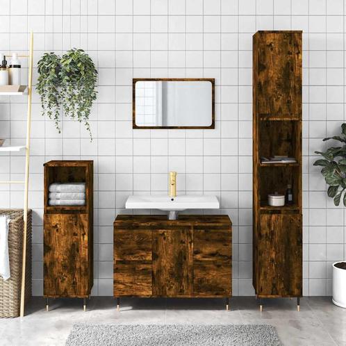 vidaXL Badkamerkast 80x33x60 cm bewerkt hout gerookt, Huis en Inrichting, Badkamer | Badkamermeubels, Nieuw, Verzenden