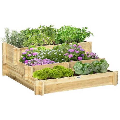 TRUUSK Verhoogd Houten Bloembed - Weerbestendig - 93x93x35cm, Tuin en Terras, Bloembakken en Plantenbakken, Verzenden