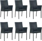 Set van 6 Blauwe leren moderne eetkamerstoelen - Toledo Leer, Huis en Inrichting, Stoelen, Nieuw, Vijf, Zes of meer stoelen, Modern