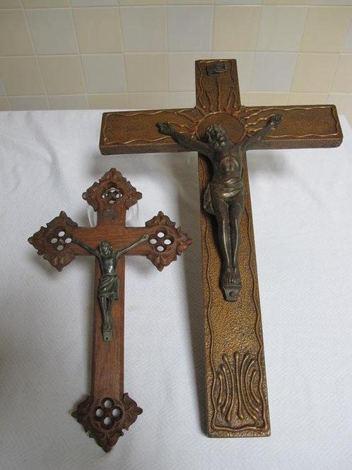 Baroque Crucifix (2) - Bois, Métal - 1910-1940 -, Antiek en Kunst, Kunst | Niet-Westerse kunst