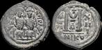 565-578ad Byzantine Justin Ii Sophia Ae follis Large M Brons, Verzenden