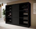Kledingkast 250cm zwart Schuifdeuren - Smoked glass, Huis en Inrichting, Kasten | Overige, Verzenden, Nieuw