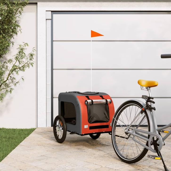 vidaXL Hondenfietstrailer oxford stof en ijzer oranje en, Dieren en Toebehoren, Overige Dieren-accessoires, Nieuw, Verzenden