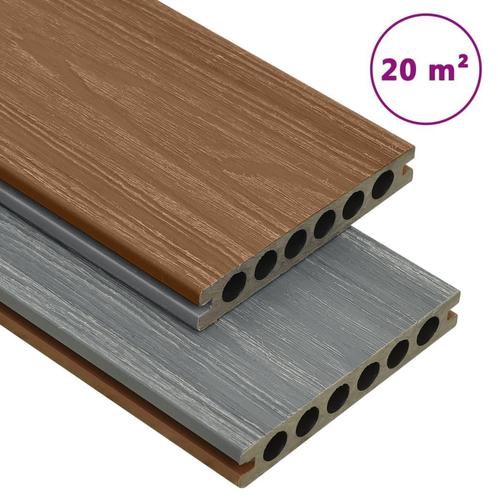vidaXL Terrasplanken met accessoires 20 m² 4 m HKC bruin en, Doe-het-zelf en Bouw, Vloerdelen en Plavuizen, Nieuw, Verzenden