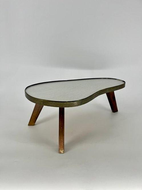 Bijzettafel - Gegoten messing, Hout, Antiek en Kunst, Kunst | Designobjecten