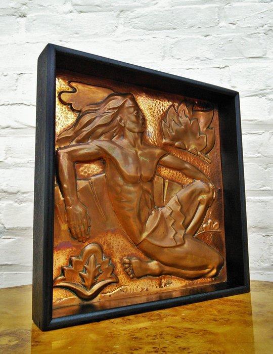 Maredsous - Lécole des métiers dart - Plaque - Cuivre, Antiquités & Art, Art | Objets design