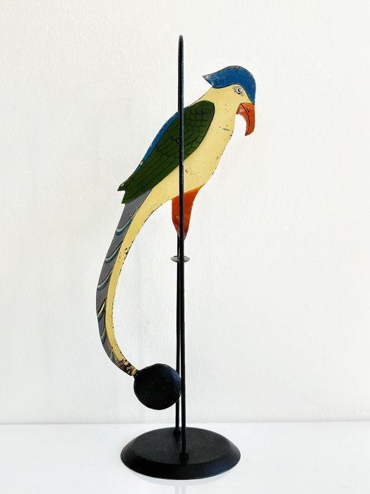 sculptuur, Vintage Balancing Parrot Toy – Painted Metal -, Antiek en Kunst, Kunst | Designobjecten