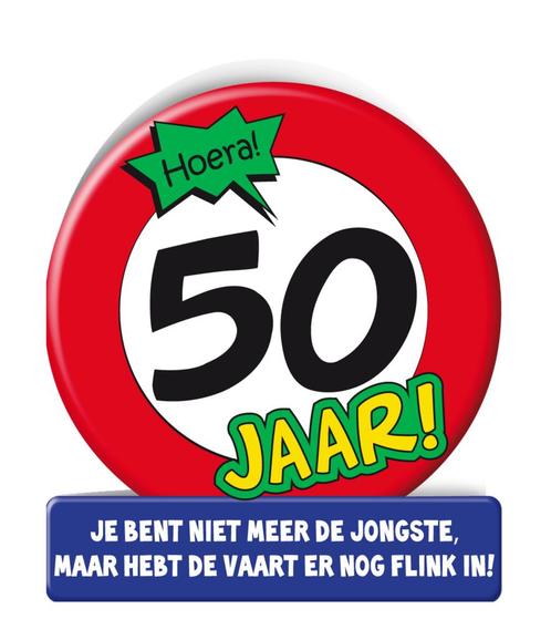 Verjaardagskaart 50 Jaar Verkeersbord 16,5cm, Hobby en Vrije tijd, Feestartikelen, Nieuw, Verzenden