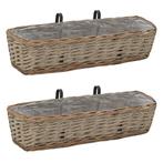 vidaXL Jardinière de balcon 2 pcs Osier avec doublure en, Jardin & Terrasse, Verzenden, Neuf