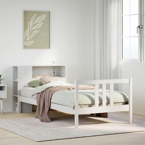 vidaXL Bed met boekenkast zonder matras grenenhout wit, Huis en Inrichting, Slaapkamer | Bedden, Nieuw, Verzenden